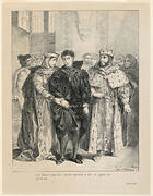 Illustration to Hamlet. The queen tries to cheer Hamlet (I,2)