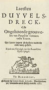 Titelpagina voor: J. Lydius, Laetsten duyvels-dreck, 1687