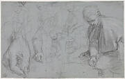 Five Studies of Male Figure and two of His Right Hand and Arm (for “Madonna del Popolo”, Firenze, Galleria degli Uffizi)