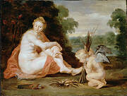 Venus and Cupid warming themselves (Venus frigida)