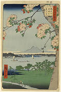 Suijin Shrine and Massaki on the Sumida River (Sumidagawa Suijin no Mori Massaki), No. 35 from One Hundred Famous Views of Edo