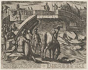 Plate 36: Civilis and Cerialis Meet on a Broken Bridge to Reach an Accord, from The War of the Romans Against the Batavians (Romanorvm et Batavorvm societas)