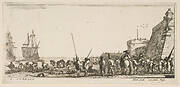 Plate 1: soldiers waiting to board a ship, from 'Various Embarkations' (Divers embarquements)