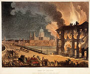 print; coloured aquatint and etching - Fire in London