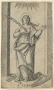 Saint Cecilia standing holding a palm of martyrdom in her right hand,  from the series 'Piccoli Santi' (Small Saints)