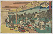 Musashiya restaurant in Ushijima, from the series, Famous restaurants of Edo