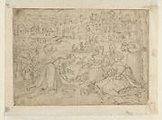 Recto: The Month of April (Figures in a park near a castle); Verso: Youth from The Three Ages of Man (?)(Merry-makers)