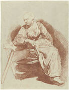 Study of a Woman Seated, Leaning on her Right Arm