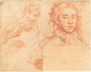 A Portrait of a Queen and a Study of a Woman Seated on a Cloud; verso, Sleeping Figure