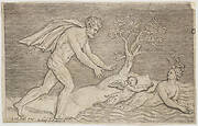 A naked man pursuing a naiad. From: Ancient bas-reliefs