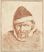 Old Man with White Collar and Pointed Hat