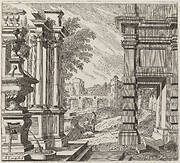 Architectural Fantasy with a Fountain, Classical Ruins, and a Bridge