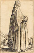 Noble Woman Wearing a Veil and a Dress Trimmed in Fur