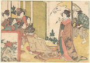 四季の花|Girls Entertained by Performers, from the illustrated book Flowers of the Four Seasons