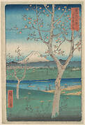 富士三十六景  武蔵越かや在|View of Mount Fuji from Koshigaya, Province of Musashi (Musashi, Koshigaya Zai), from the series Thirty-six Views of Mount Fuji (Fugaku sanjūrokkei)