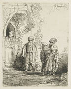 Three oriental figures (Jacob and Laban?)