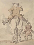 Two Men on Horseback Seen from Behind