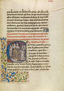 Initial C: The Emperor of Constantinople Enshrining the Body of Saint Anthony