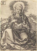 Madonna in a Landscape Sitting on a Cushion