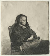 The Artist's Mother Seated at a Table, Looking Right: Three Quarter Length