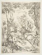 The Holy Family resting on their flight into Egypt