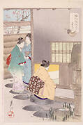 Three Women at Corner of a House