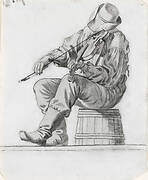 Fiddler (study for The Jolly Flatboatmen) (recto)