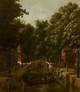 View of a Dutch Canal, possibly the Oude Gracht in Haarlem