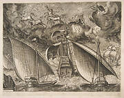 Two Galleys Sailing Behind an Armed Three-Master with Phaeton and Jupiter in the Sky, from the series of Ships