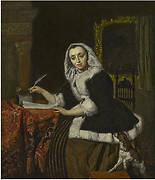 Elegant Lady Writing at Her Desk