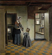 Woman with a Child in a Pantry