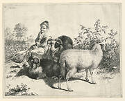 A young Shepherd Girl watching over Sheep