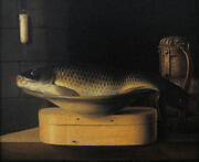 Still Life with Carp on a Wooden Chip Box