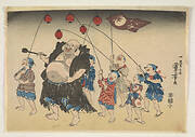 Hotei and children carrying lanterns