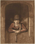 Boy Leaning over a Lower Door