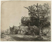 Landscape with Three Cottages along a Road