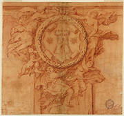 Project for a wall decoration (Female figures and putti support medallion with coat of arms)