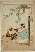 A Couple beneath an Arbor of Flowering Yūgao