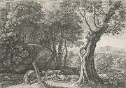 Six landscapes with the story of Adonis. Plate 5. The death of Adonis.