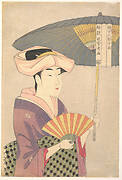 喜多川歌麿画  「婦女人相十品」　日傘を差す女|“Woman Holding Up a Parasol” from the series Ten Classes of Women’s Physiognomy (Fujo ninsō juppen: Higasa o sasu onna)