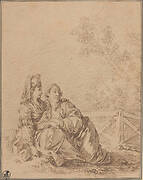 Two Russians Seated in Landscape