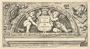 Titeplate to series of prints after Poloidoro,  title on a shield supported by two putti