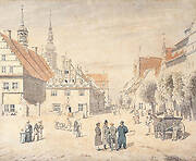 The marketplace of Greifswald with the family Friedrich