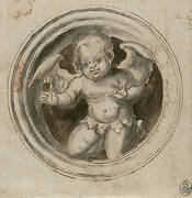 Kneeling Putto in Tondo