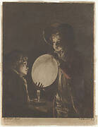 Two Boys Blowing a Bladder by Candle-light