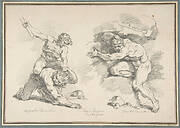 Hercules and Cacus, after Annibale Carracci, and the Destruction of Enceladus, after Agostino Carracci