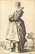 Noble Woman in Profile with her Hands in a Muff