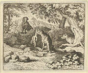 The Badger Hurries to Warn Renard of the Lion's Intention from Hendrick van Alcmar's Renard The Fox