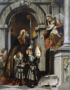 St. Nicholas of Bari presents Galeazzo Rovellio’s students to the enthroned Virgin and Child (Rovellio altarpiece