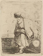 An Old Turk with Turban Seated on a Rock